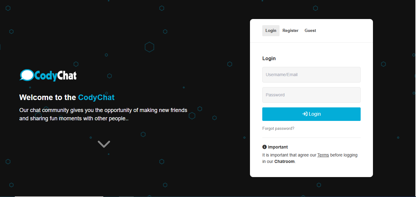 Groot CodyChat Login Page
