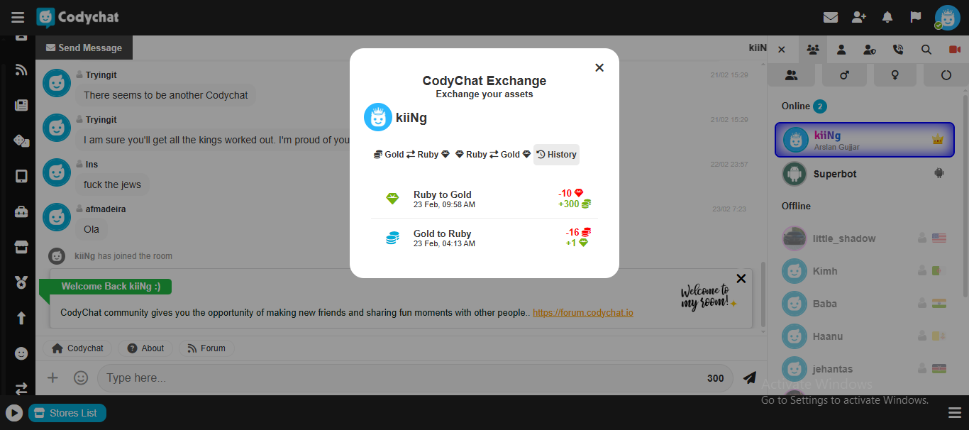 CodyChat Wallet Master Addon Dashboard and Transaction History Logs